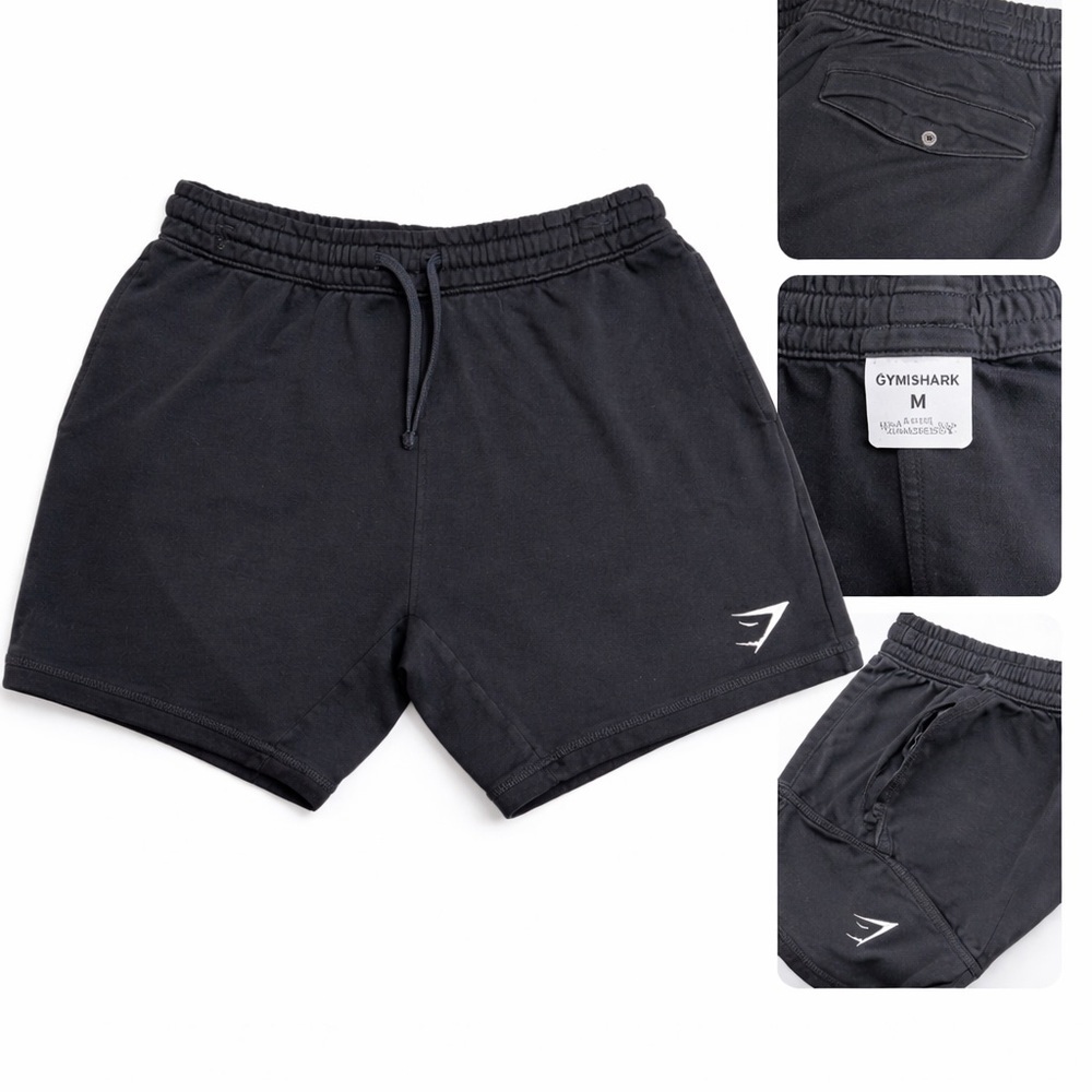 Gymshark Black Athletic Shorts Size M Drawstring Pocket Logo